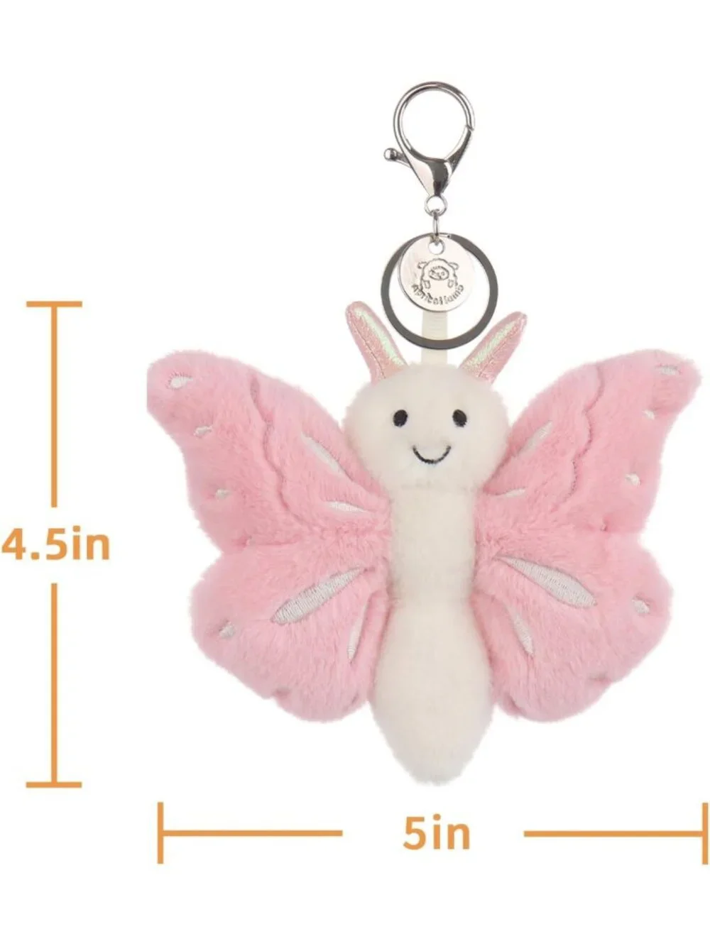 Cute Butterfly Plush Keychain for Kids, Soft Stuffed Toy for Backpack or Purse